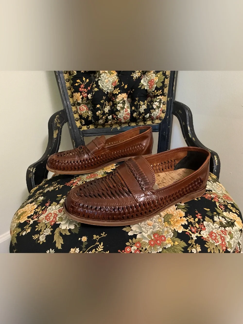 Dune London Brown Brickles Leather Woven Loafers